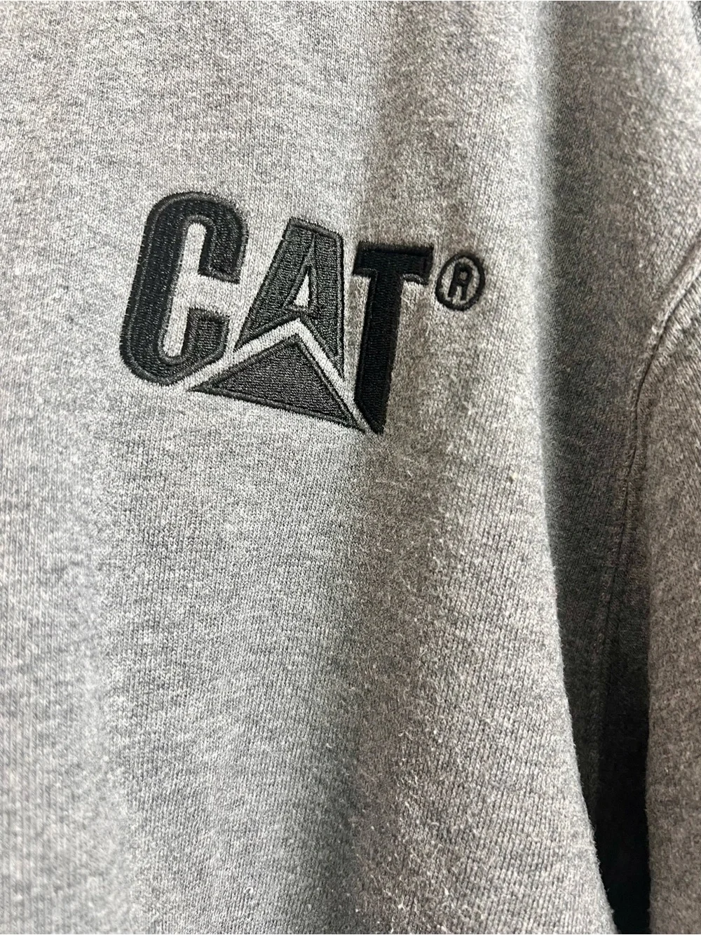 Caterpillar Heather Gray Pullover Hoodie with Black CAT Logo